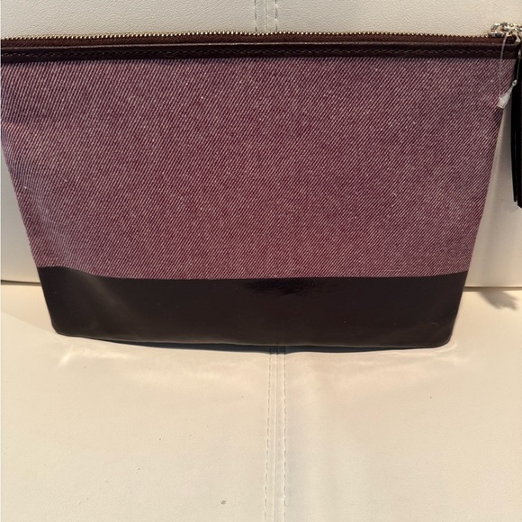 Kate Spade Ash St. Logo Large Tassel Pouch Purple Canvas - Picture 2 of 5